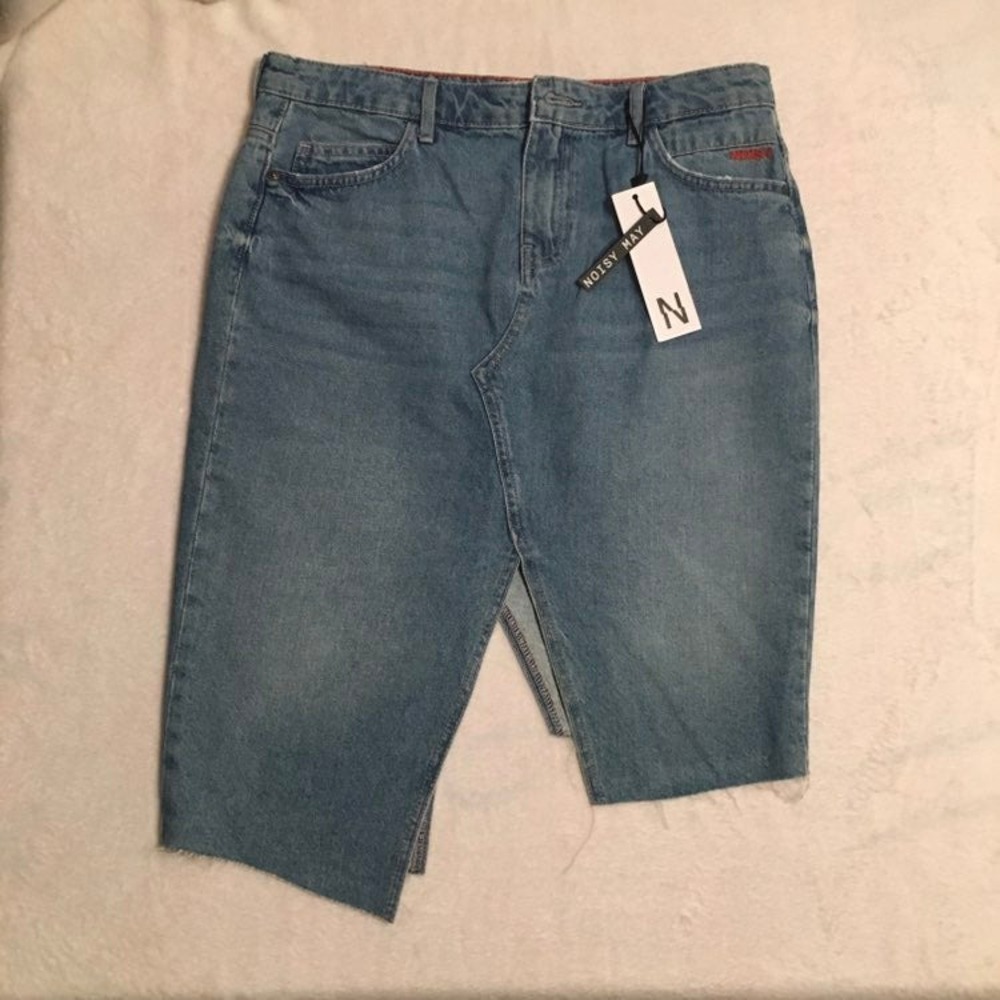 New Women's Noisy May Denim Jean‎ Skirt – Size M – Blue Mini Skirt –